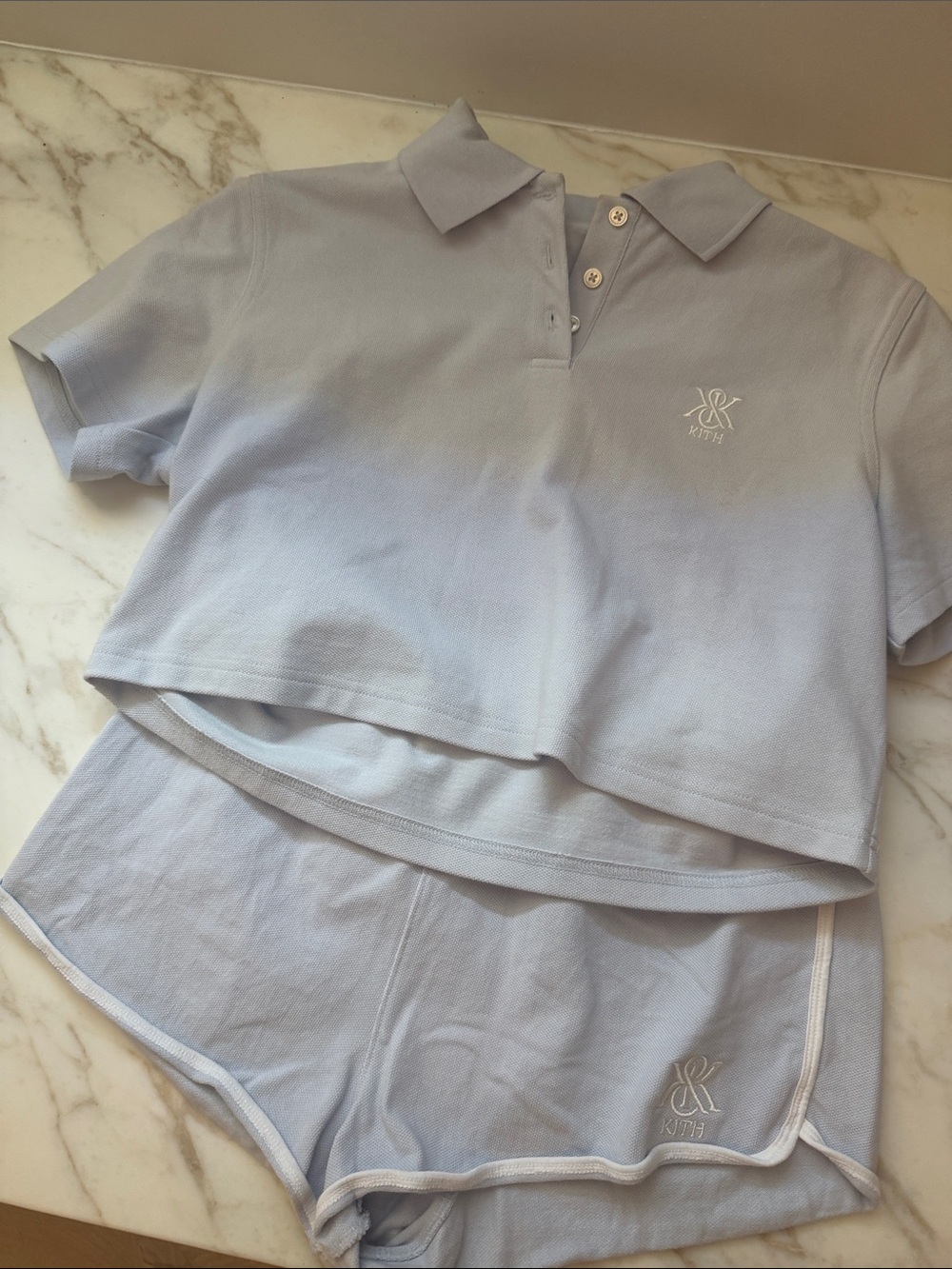 Kith Light Blue Cropped Polo and Shorts Set